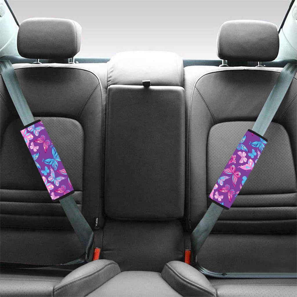 Blue And Pink Butterfly Print Seat Belt Cover-grizzshop