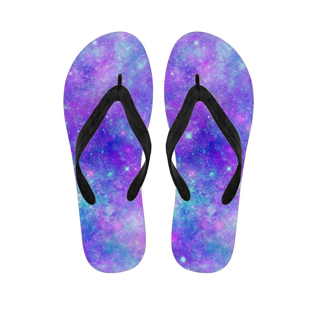 Blue And Pink Galaxy Space Men's Flip Flops-grizzshop
