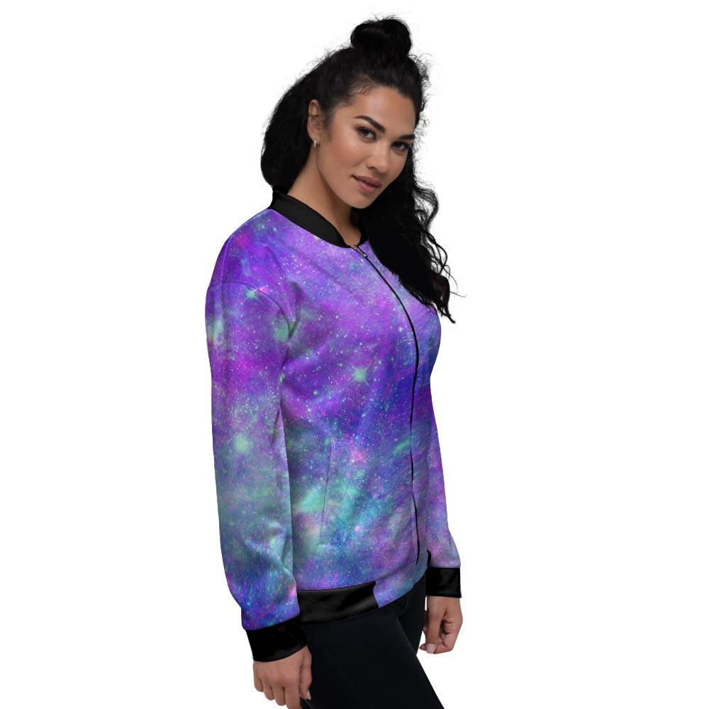 Blue And Pink Galaxy Space Women's Bomber Jacket-grizzshop