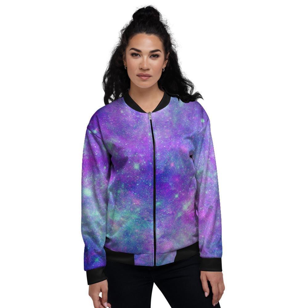 Blue And Pink Galaxy Space Women's Bomber Jacket-grizzshop