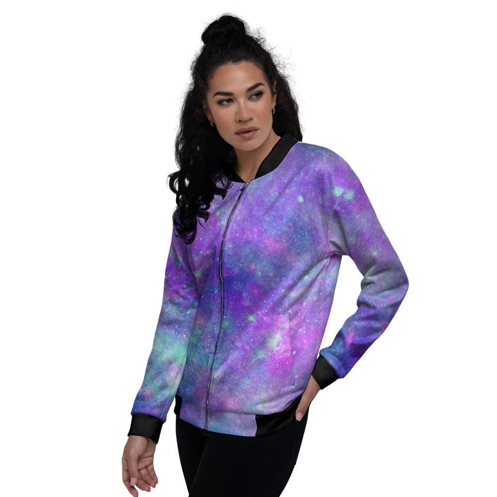 Blue And Pink Galaxy Space Women's Bomber Jacket-grizzshop
