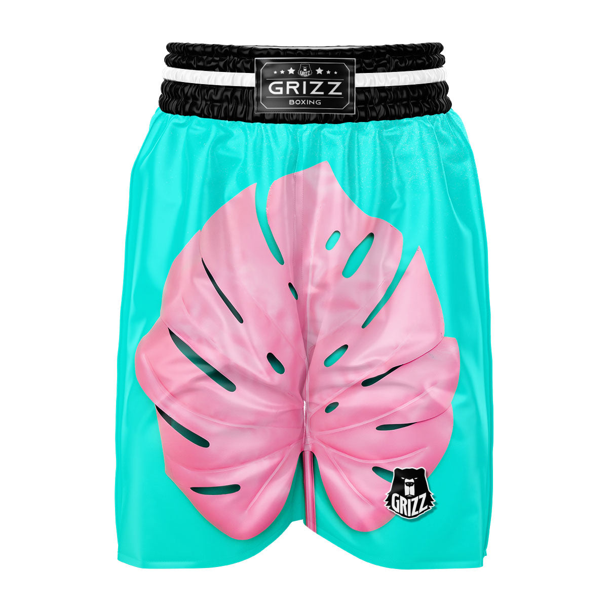 Blue And Pink Tropical Palm Leaf Print Boxing Shorts-grizzshop