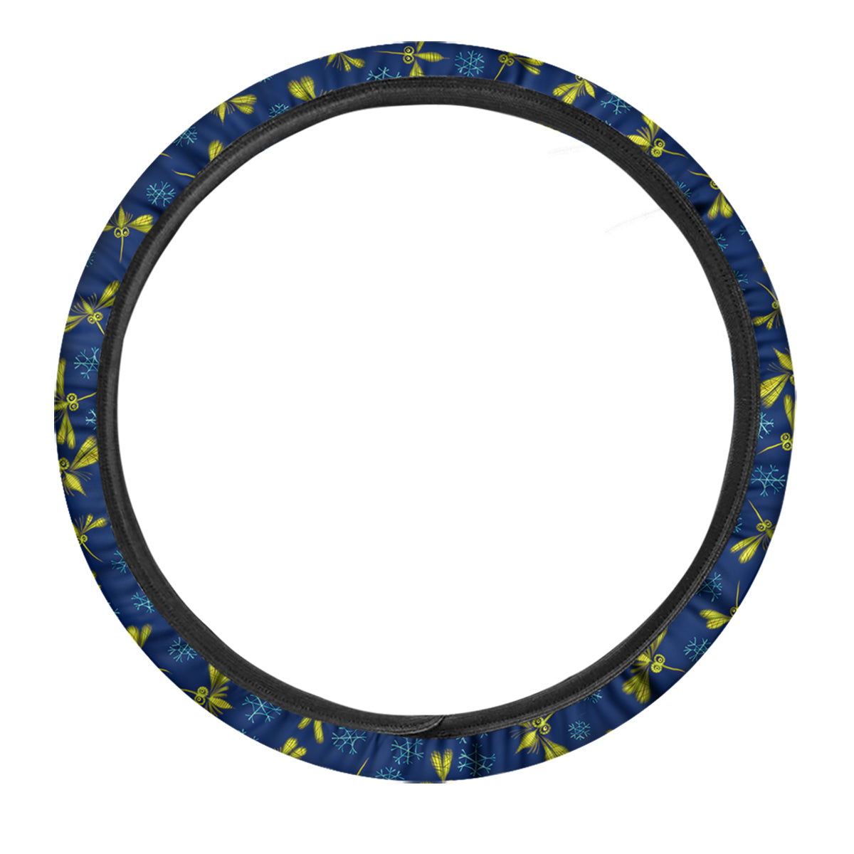 Blue And Yellow Mosquito Flying Print Pattern Car Steering Wheel Cover-grizzshop