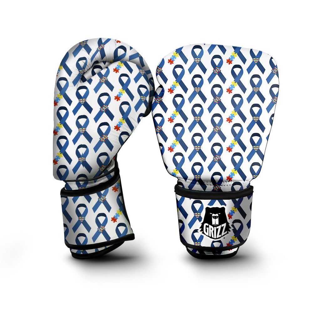 Blue Autism Awarenes Print Pattern Boxing Gloves-grizzshop
