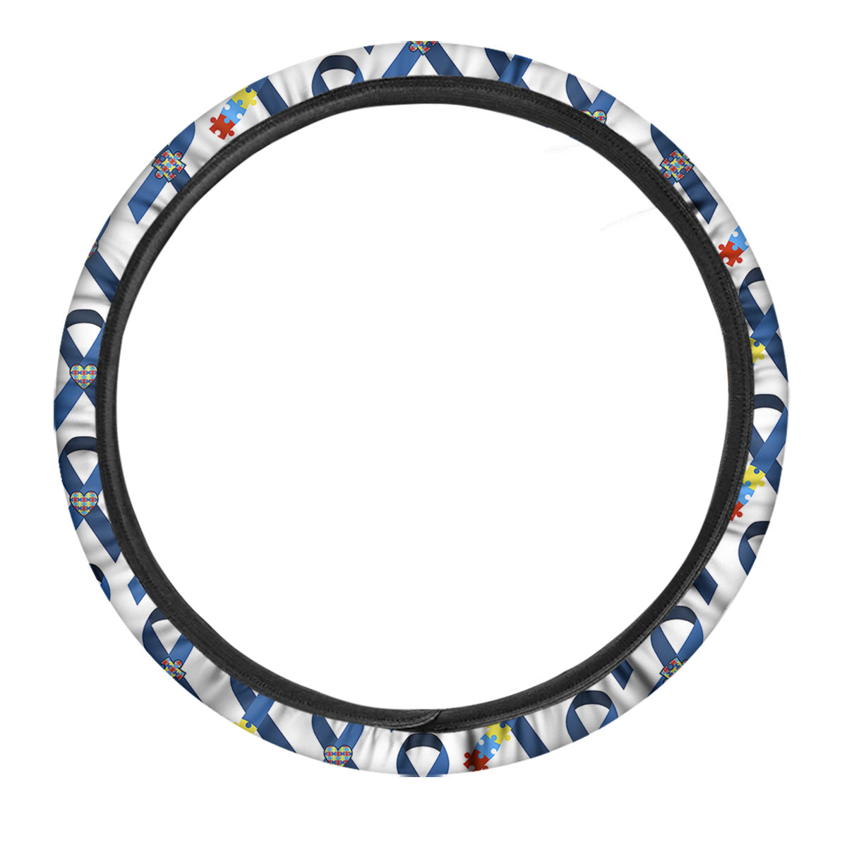 Blue Autism Awarenes Print Pattern Car Steering Wheel Cover-grizzshop