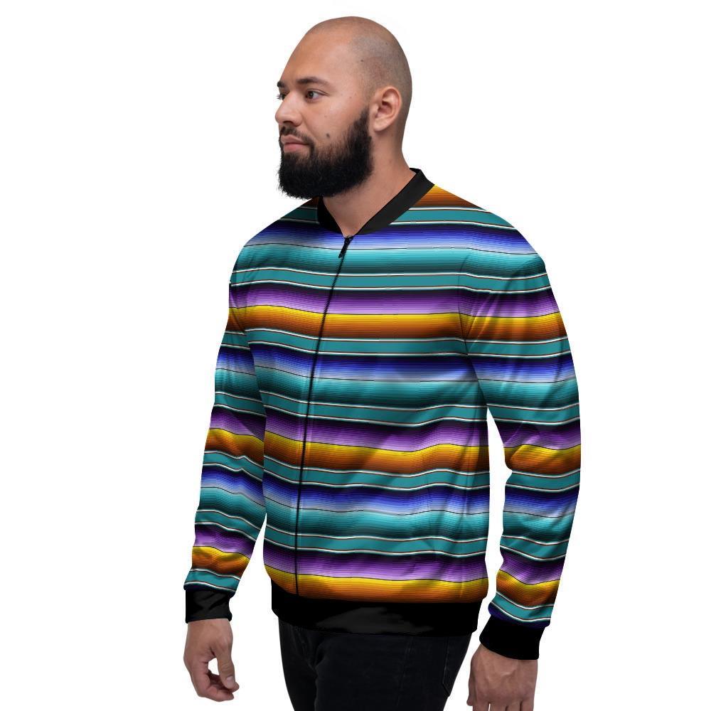 Blue Baja Serape Men's Bomber Jacket-grizzshop