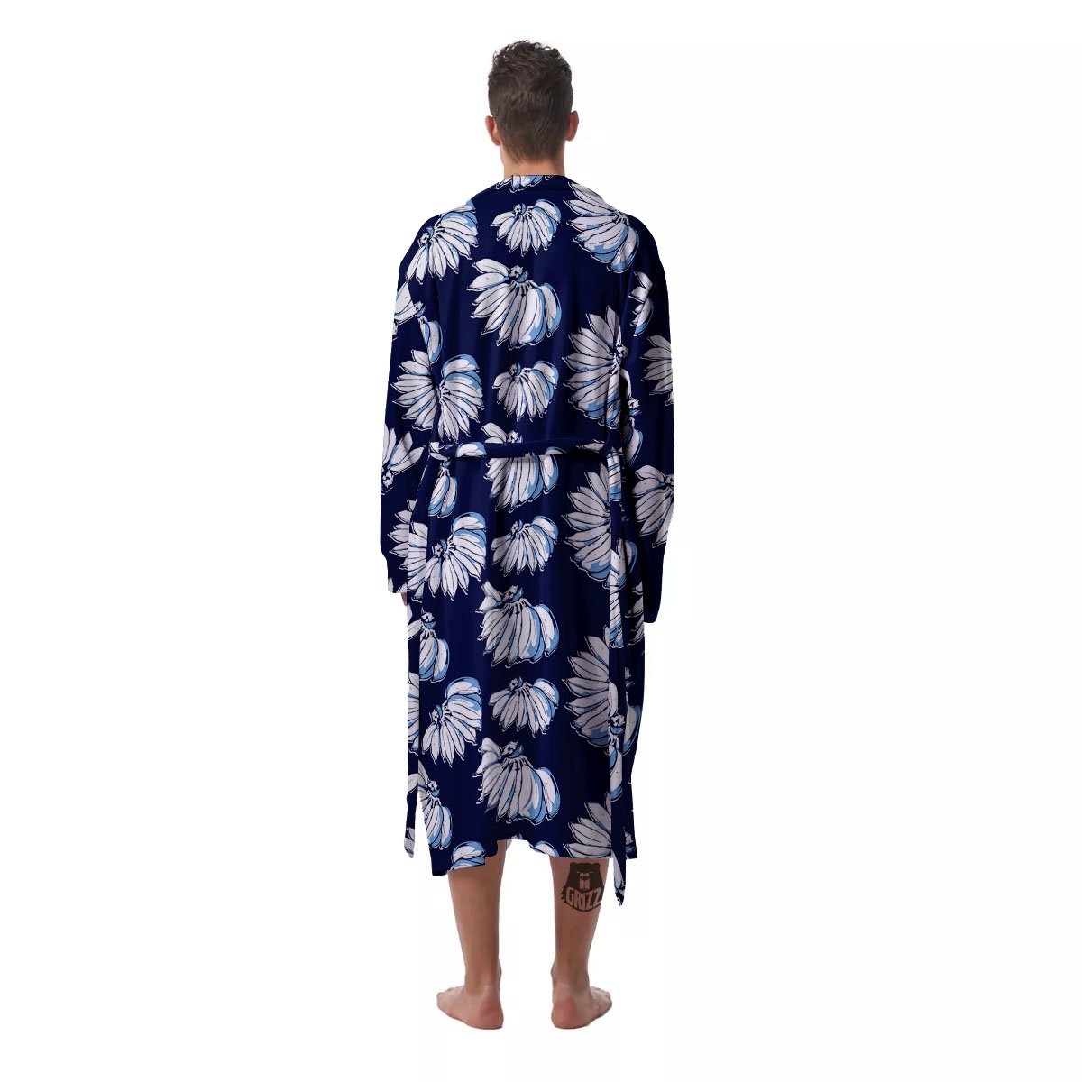 Blue Banana Retro Print Pattern Men's Robe-grizzshop