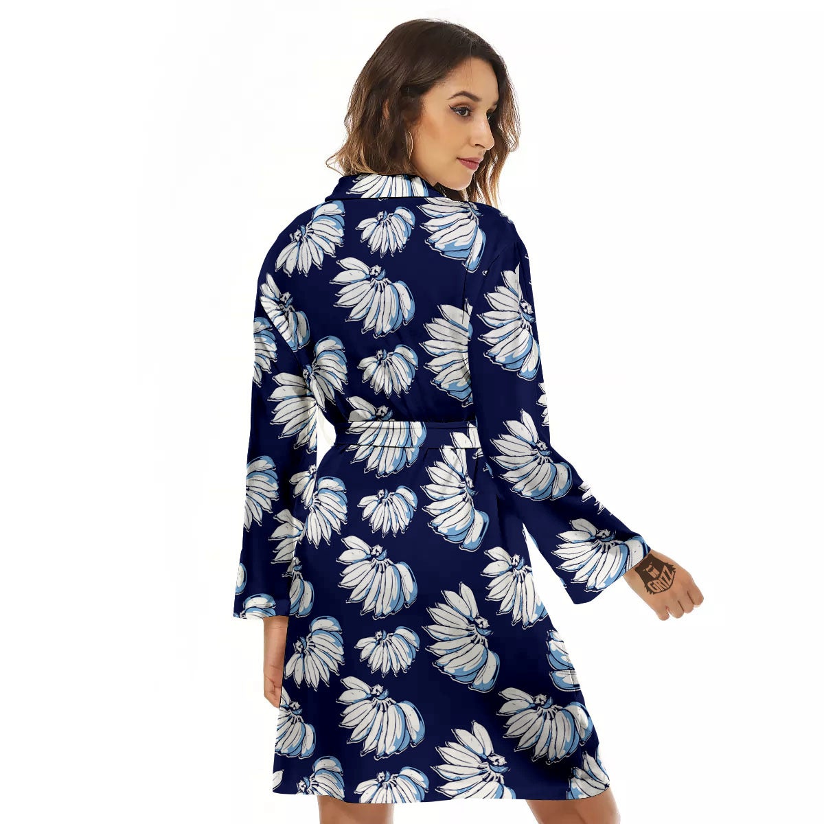 Blue Banana Retro Print Pattern Women's Robe-grizzshop