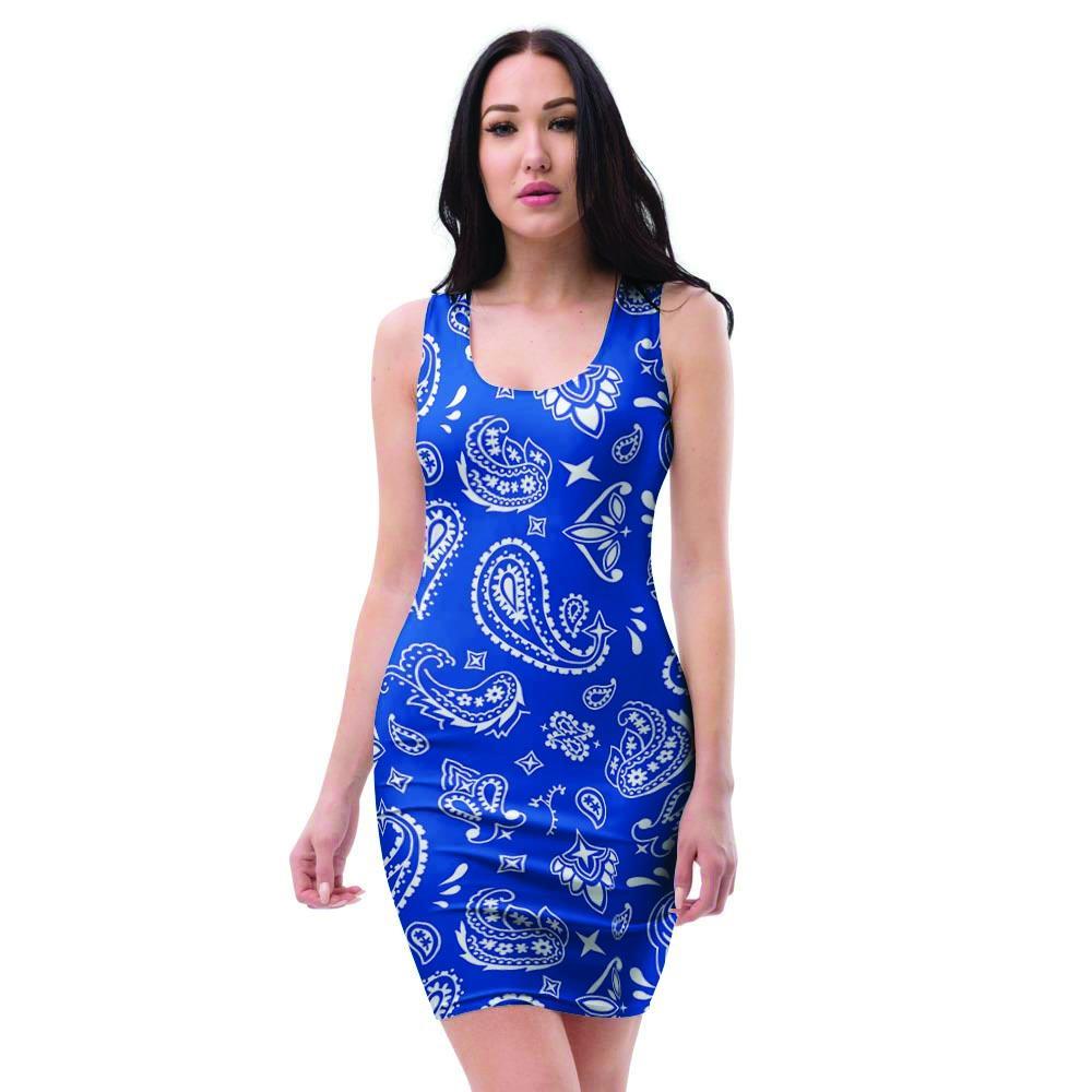 Blue Bandana Bodycon Dress-grizzshop