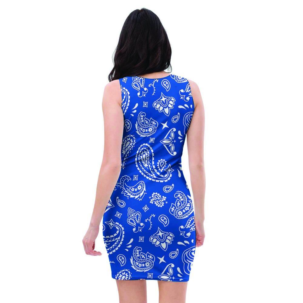 Blue Bandana Bodycon Dress-grizzshop