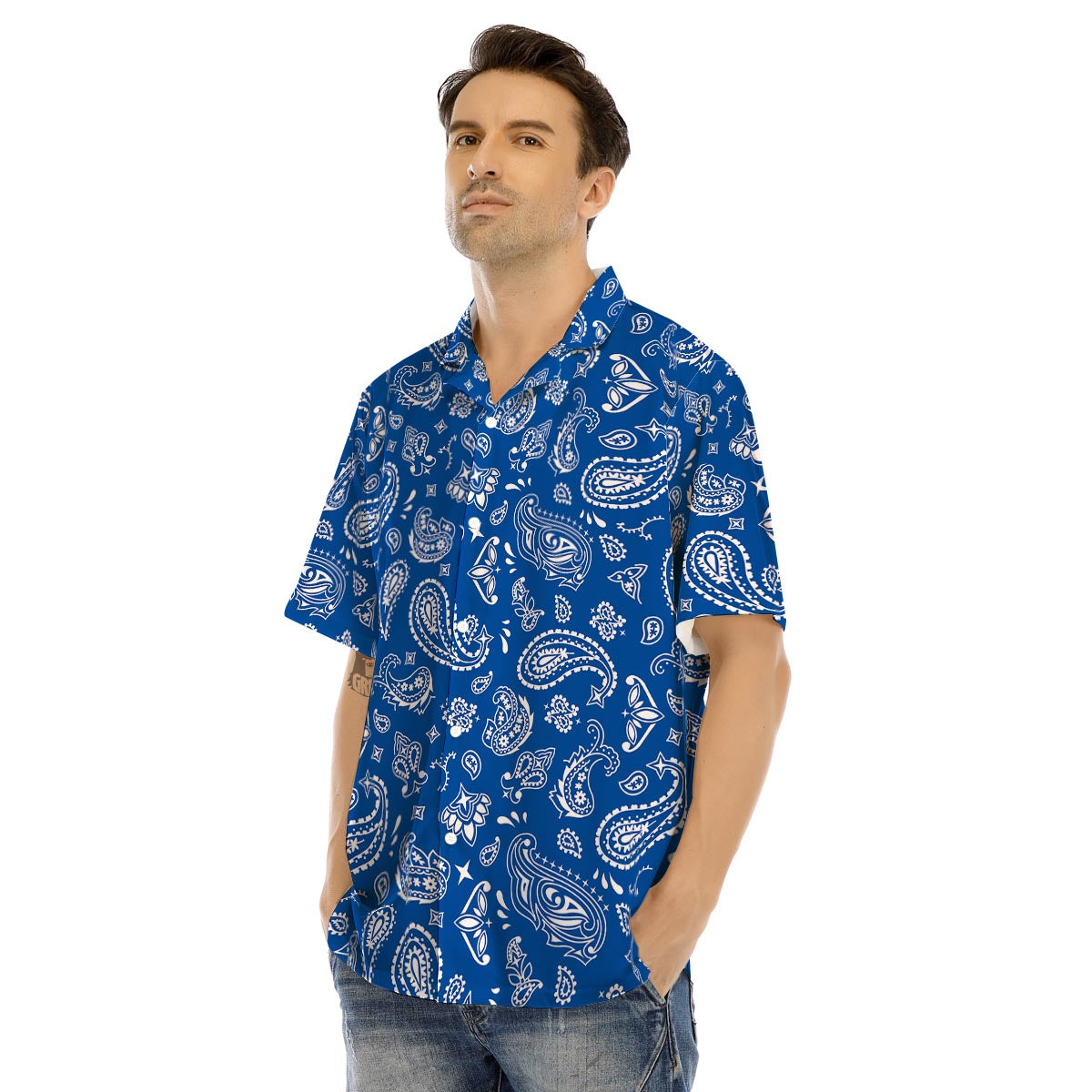 Blue Bandana Men’s Hawaiian Shirt-grizzshop
