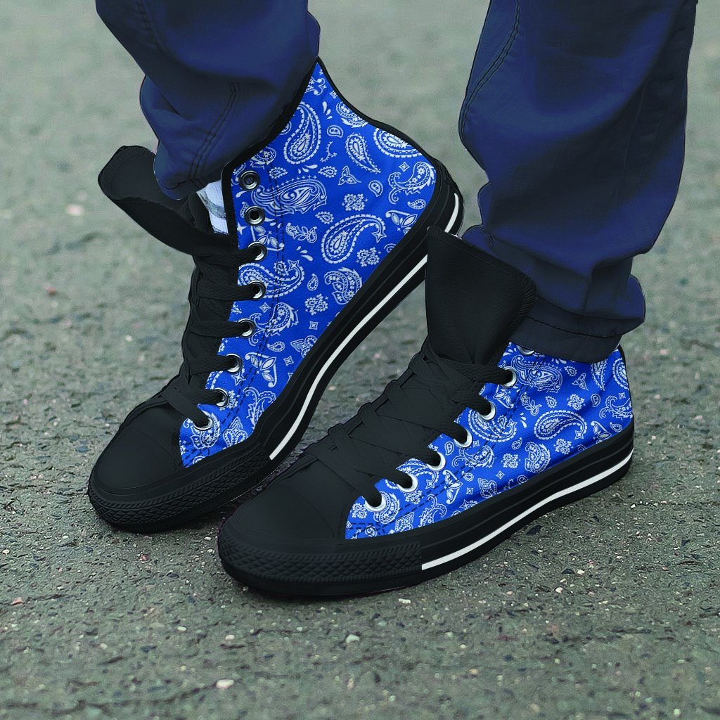 Blue Bandana Men's High Top Shoes-grizzshop