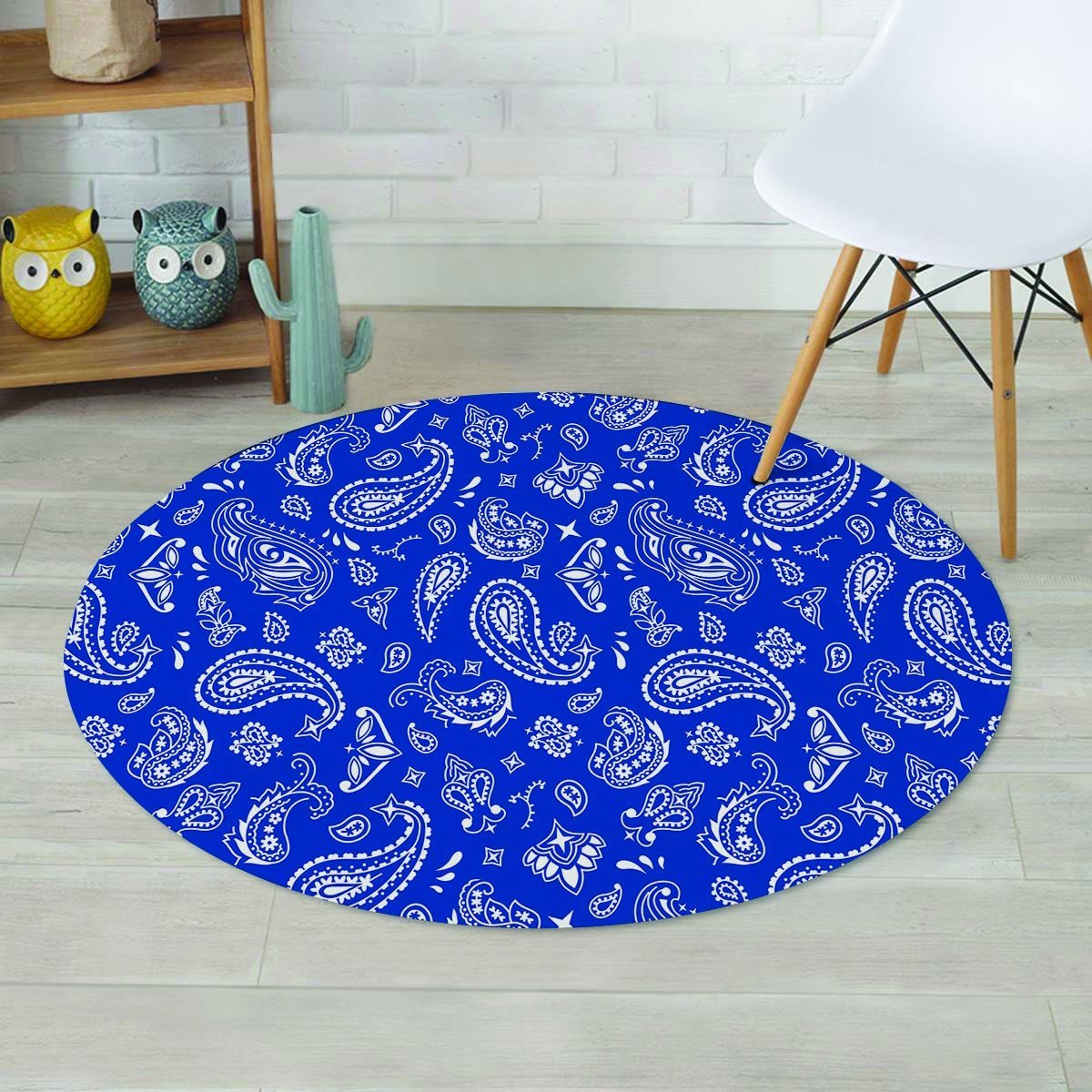 Blue Bandana Round Rug-grizzshop