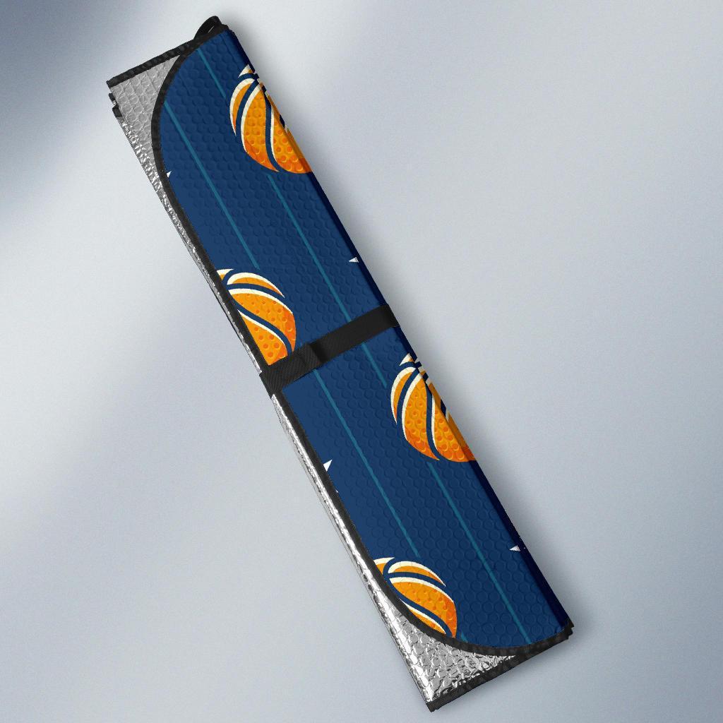 Blue Basketball Pattern Print Car Sun Shade-grizzshop