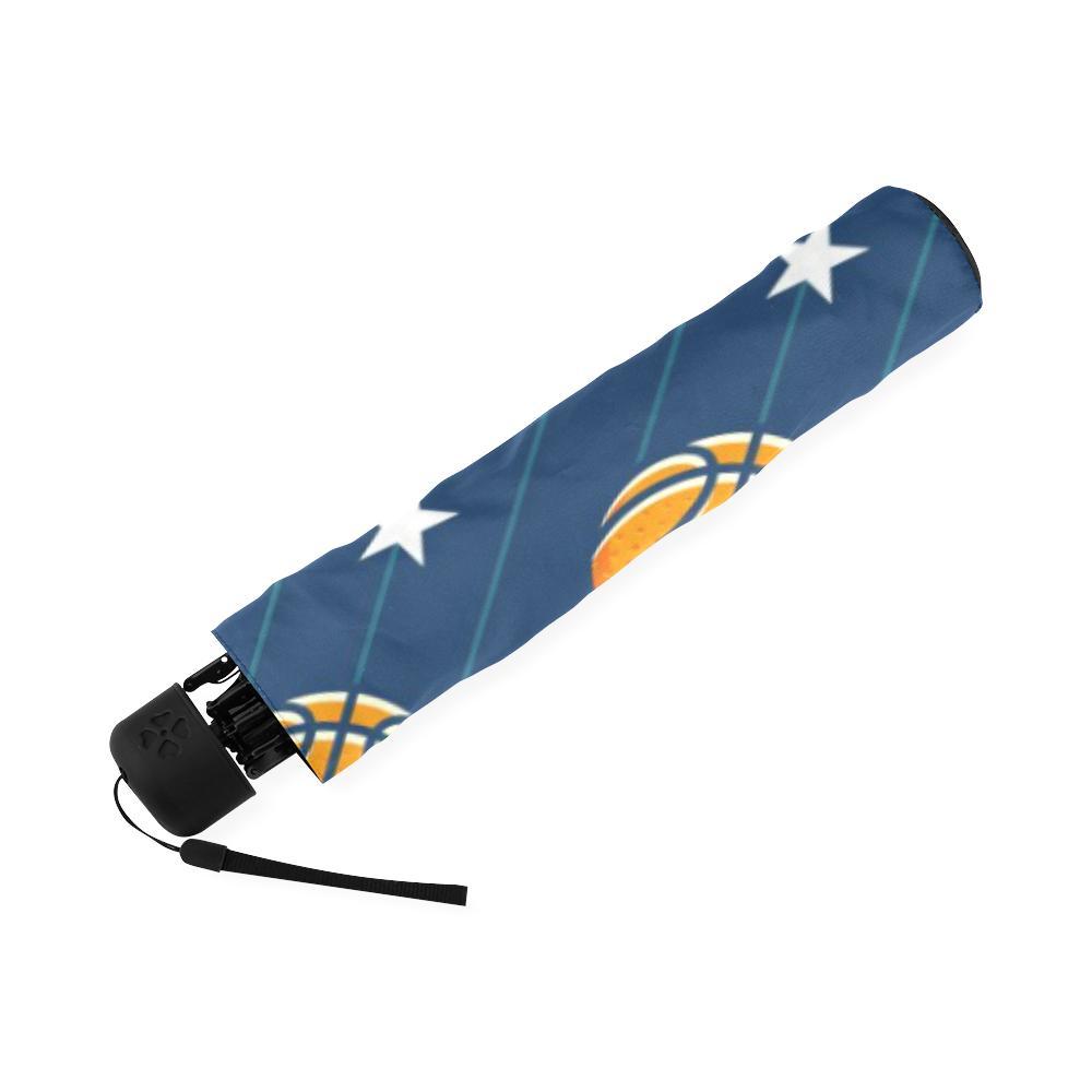 Blue Basketball Pattern Print Foldable Umbrella-grizzshop