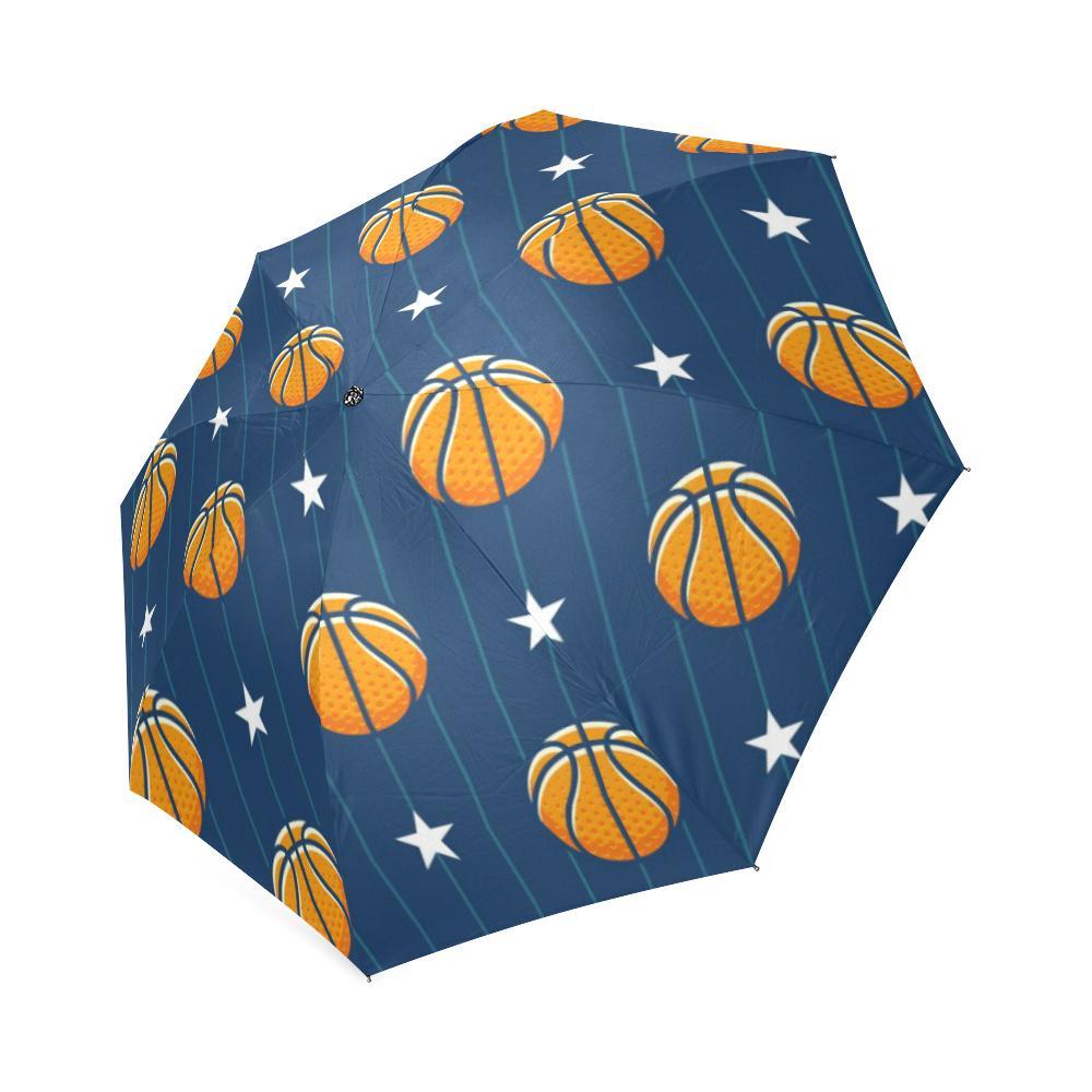 Blue Basketball Pattern Print Foldable Umbrella-grizzshop