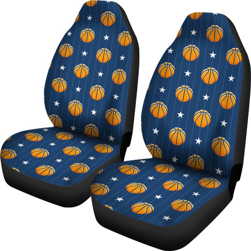 Blue Basketball Pattern Print Universal Fit Car Seat Cover-grizzshop