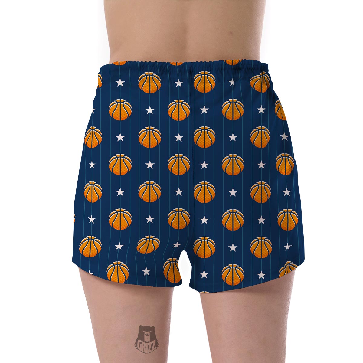 Blue Basketball Pattern Print Women's Shorts-grizzshop