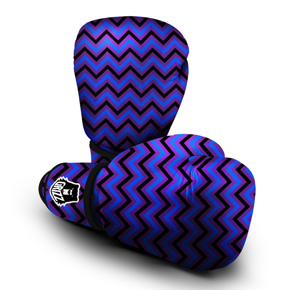 Blue Black And Purple Chevron Print Boxing Gloves-grizzshop