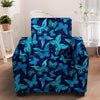 Blue Butterfly Print Armchair Cover-grizzshop