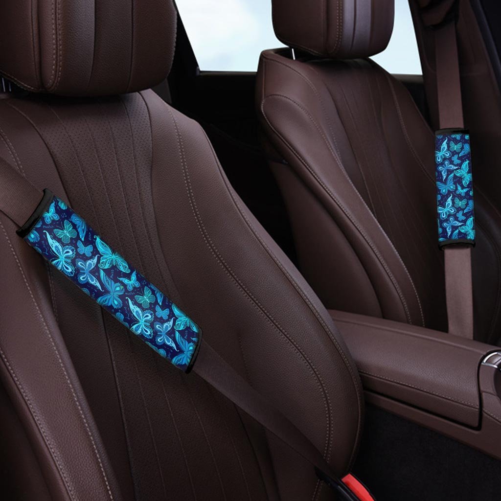 Blue Butterfly Print Seat Belt Cover-grizzshop