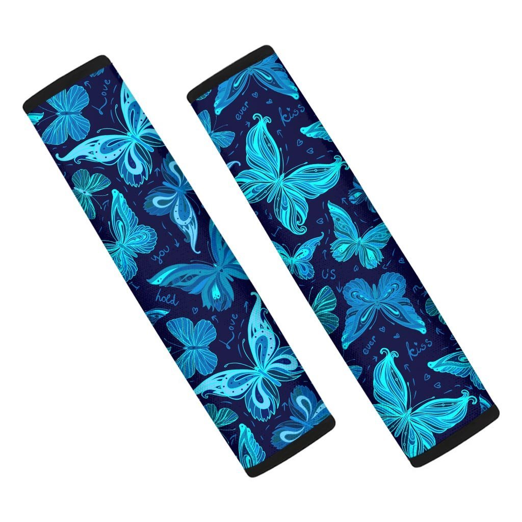 Blue Butterfly Print Seat Belt Cover-grizzshop