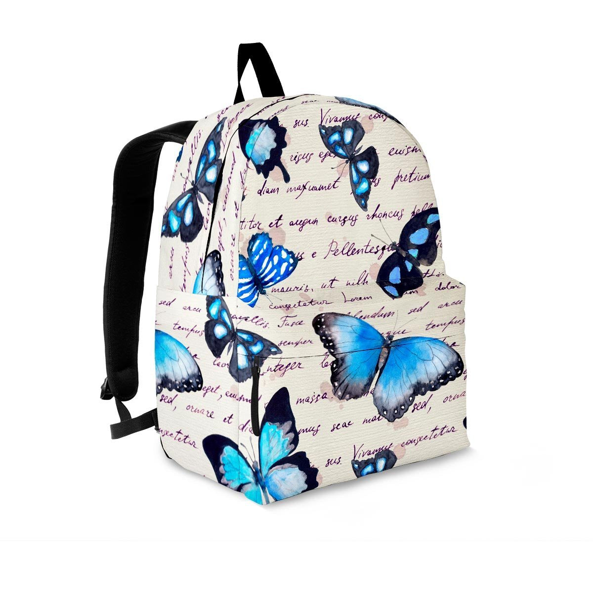 Blue Butterfly Watercolor Print Backpack-grizzshop