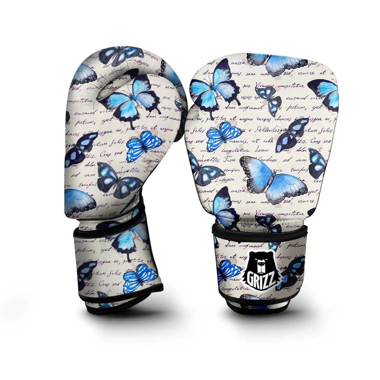 Blue Butterfly Watercolor Print Boxing Gloves-grizzshop