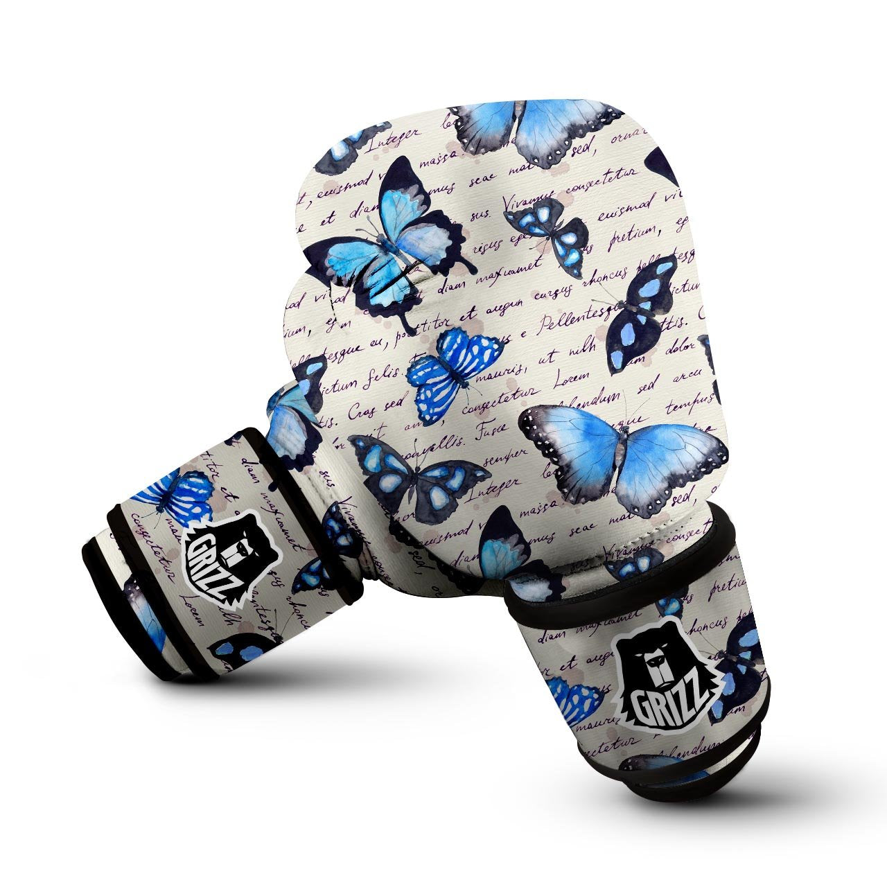 Blue Butterfly Watercolor Print Boxing Gloves-grizzshop