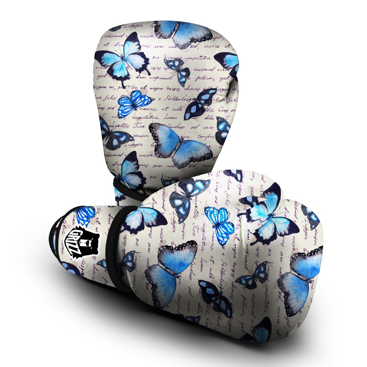 Blue Butterfly Watercolor Print Boxing Gloves-grizzshop