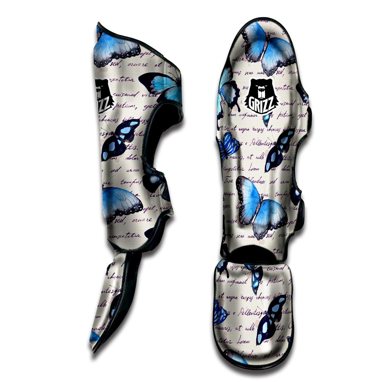 Blue Butterfly Watercolor Print Muay Thai Shin Guard-grizzshop