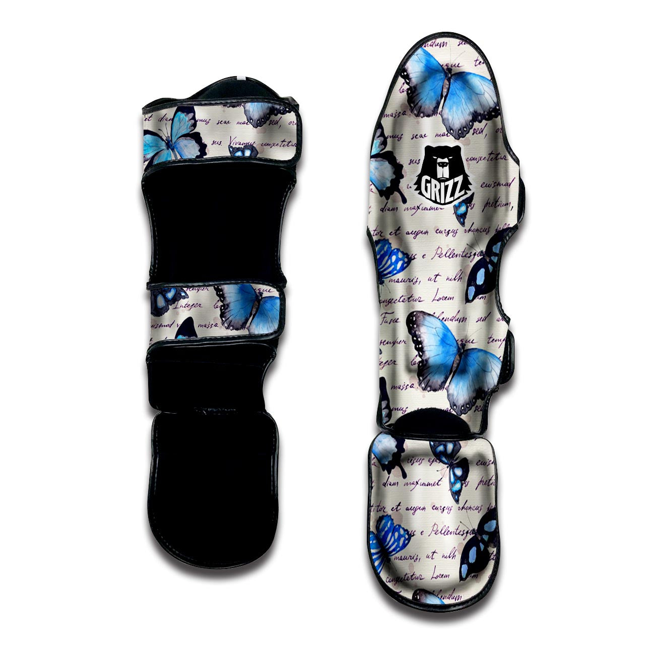 Blue Butterfly Watercolor Print Muay Thai Shin Guard-grizzshop
