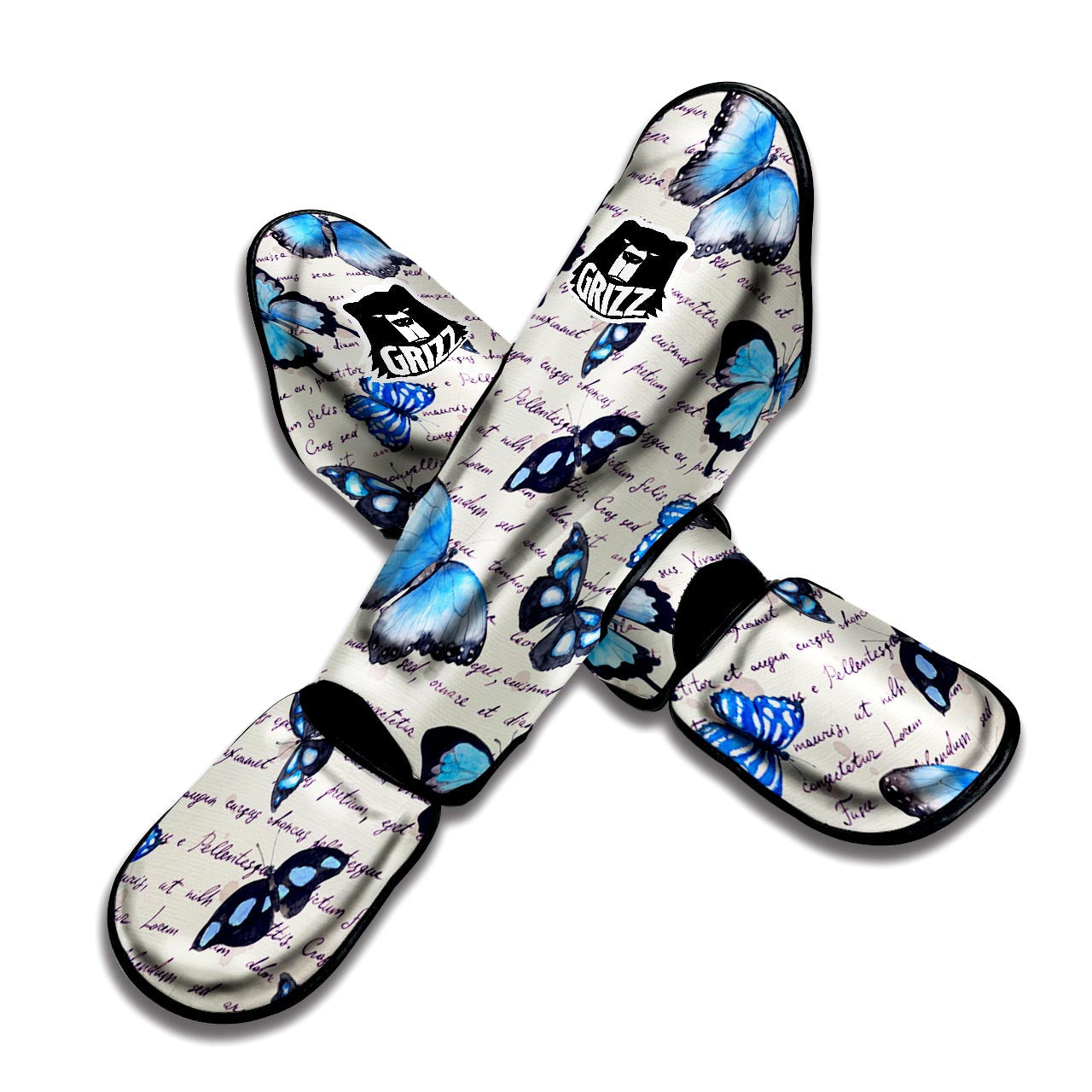 Blue Butterfly Watercolor Print Muay Thai Shin Guard-grizzshop