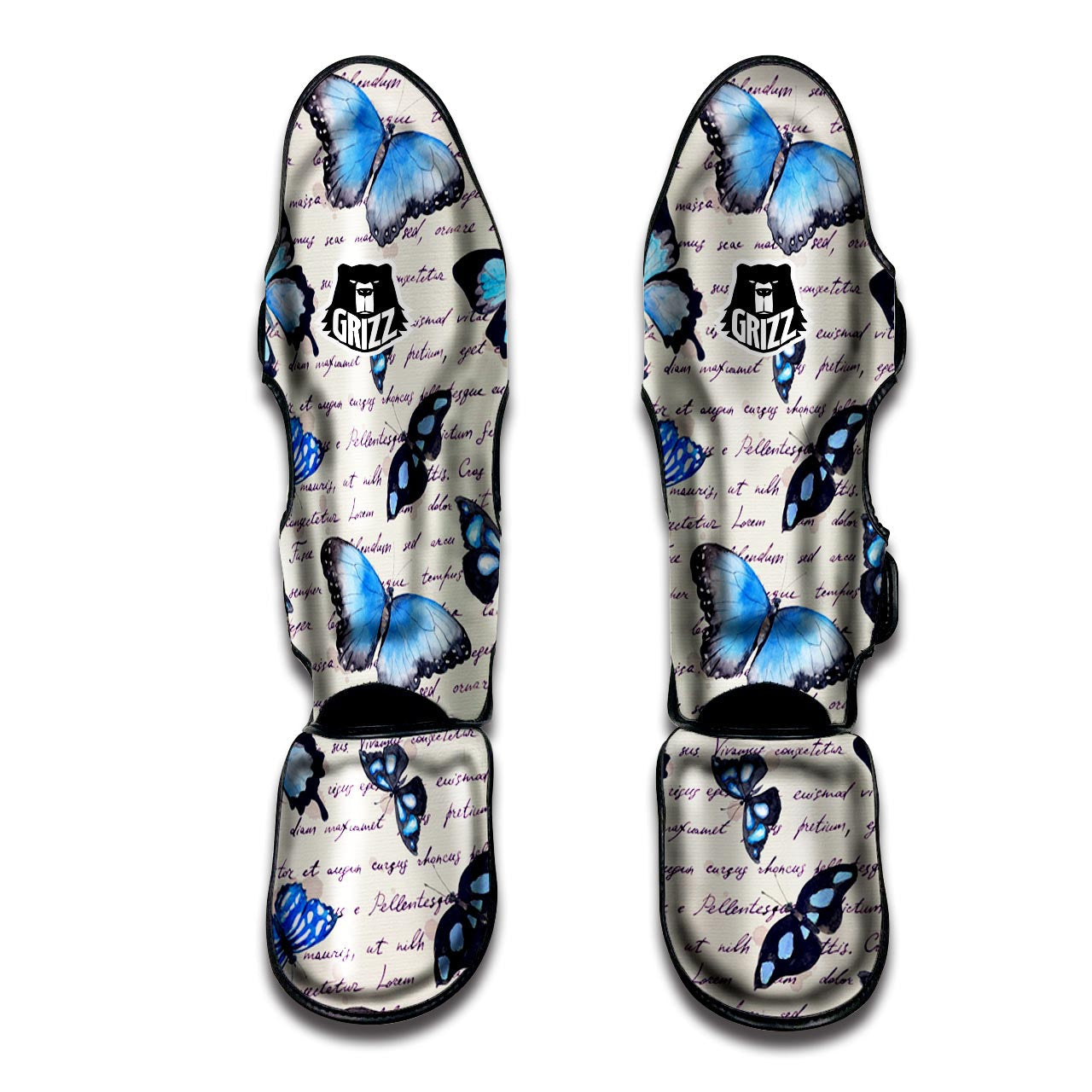 Blue Butterfly Watercolor Print Muay Thai Shin Guard-grizzshop