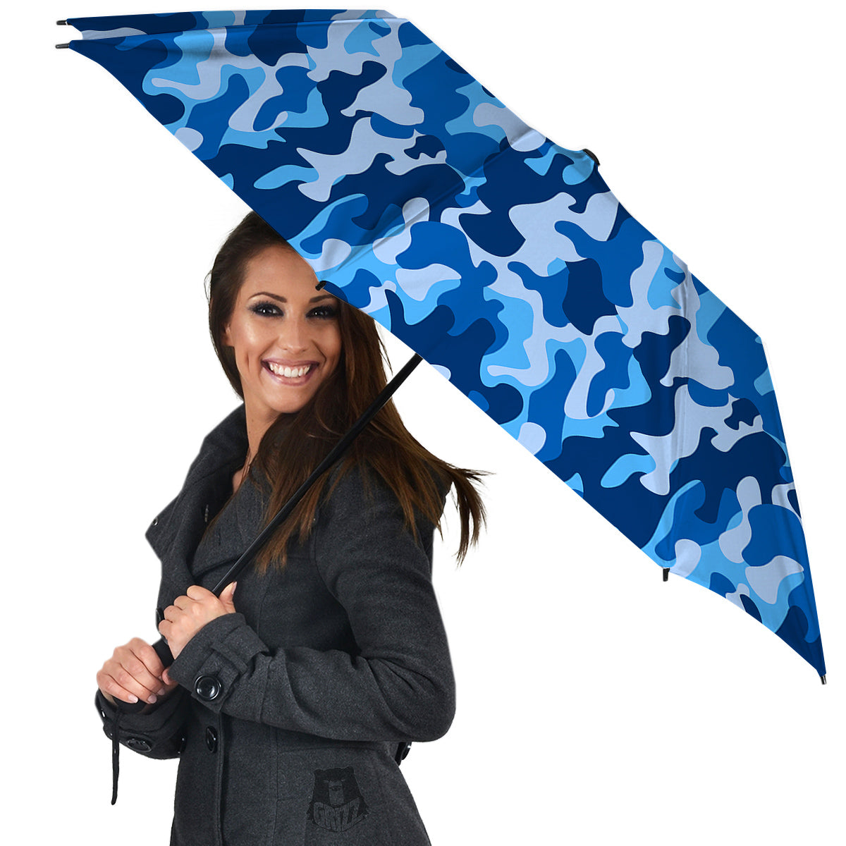Blue Camo And Camouflage Print Umbrella-grizzshop