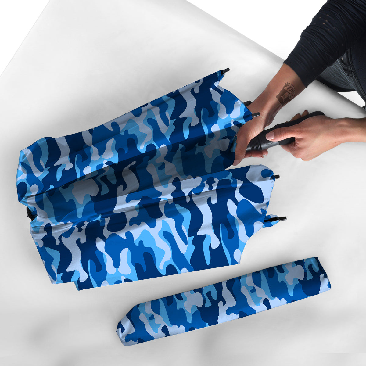 Blue Camo And Camouflage Print Umbrella-grizzshop