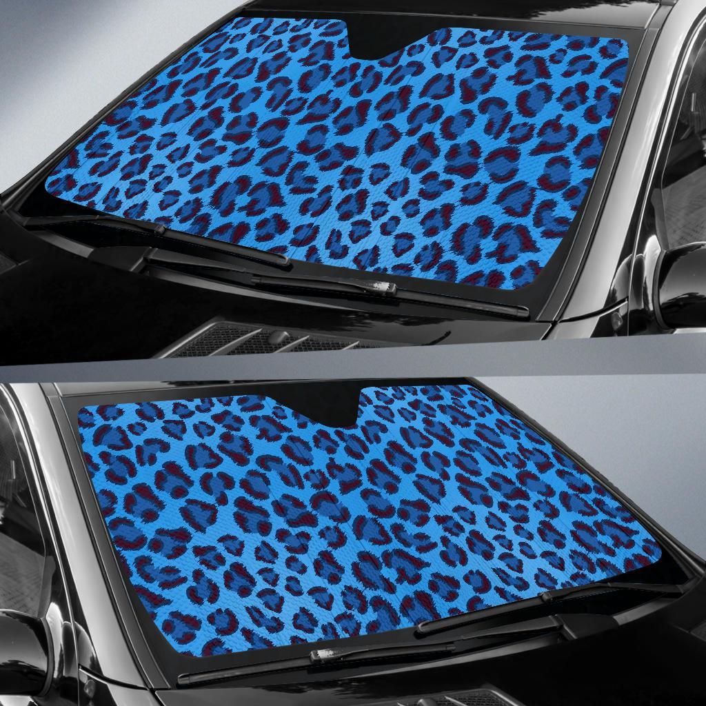 Blue Cheetah Leopard Pattern Print Car Sun Shade-grizzshop