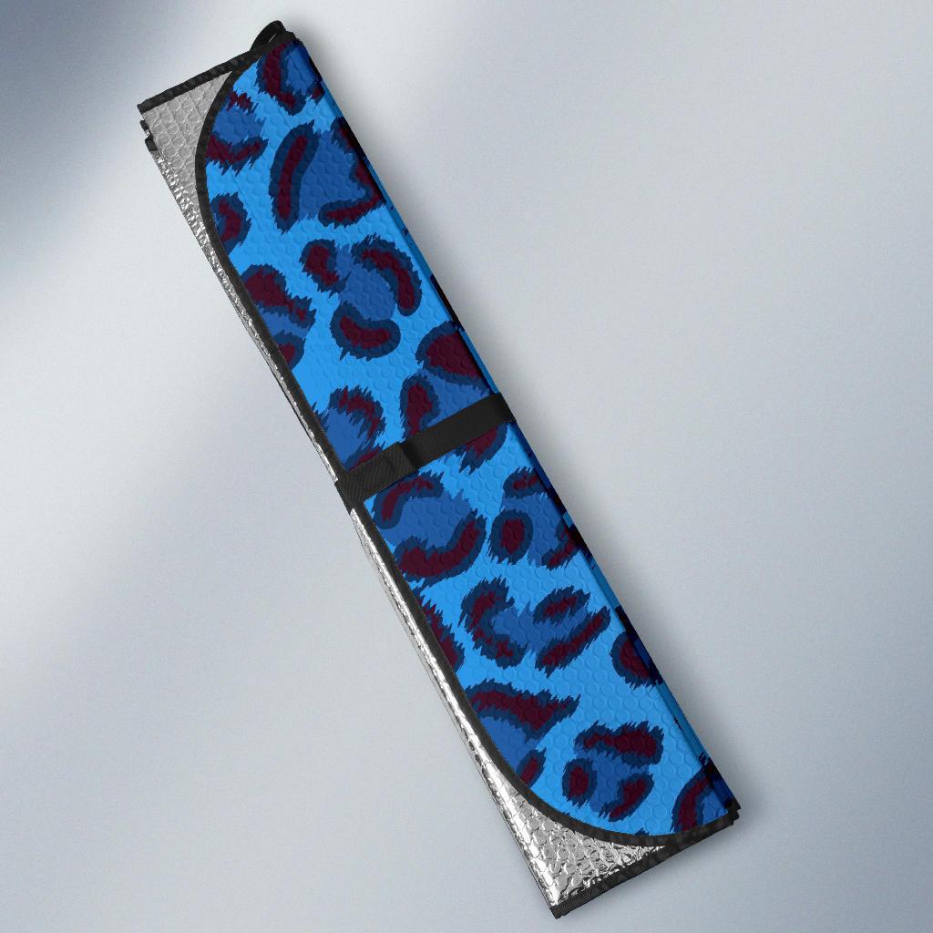 Blue Cheetah Leopard Pattern Print Car Sun Shade-grizzshop