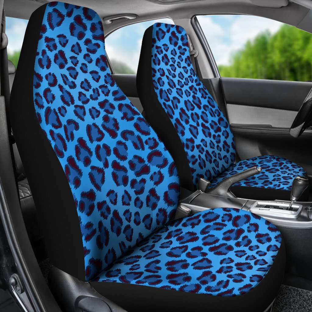 Blue Cheetah Leopard Pattern Print Universal Fit Car Seat Cover-grizzshop