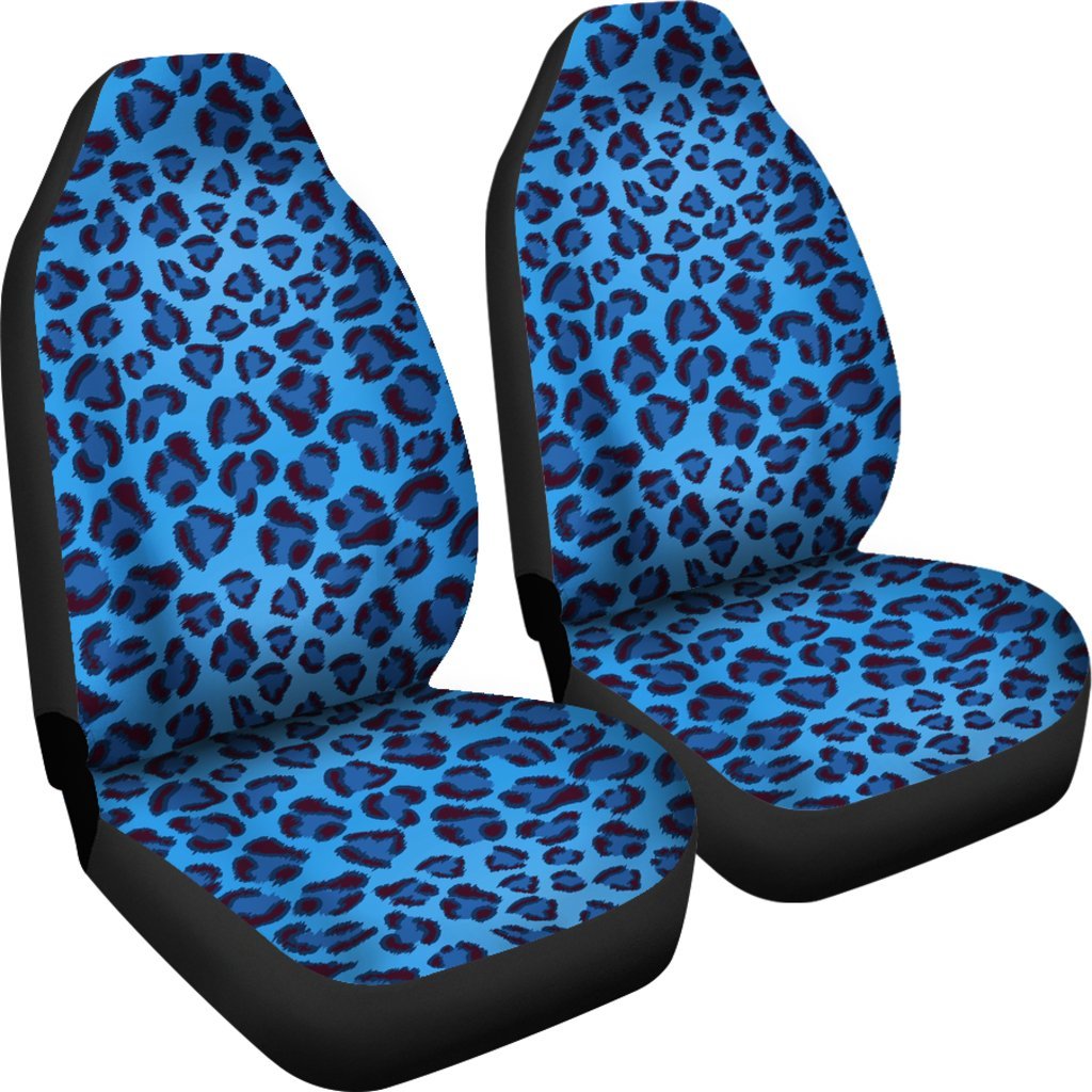 Blue Cheetah Leopard Pattern Print Universal Fit Car Seat Cover-grizzshop