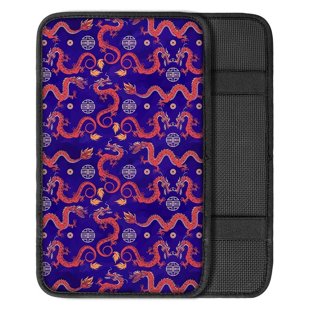 Blue Chinese Dragon Car Console Cover-grizzshop