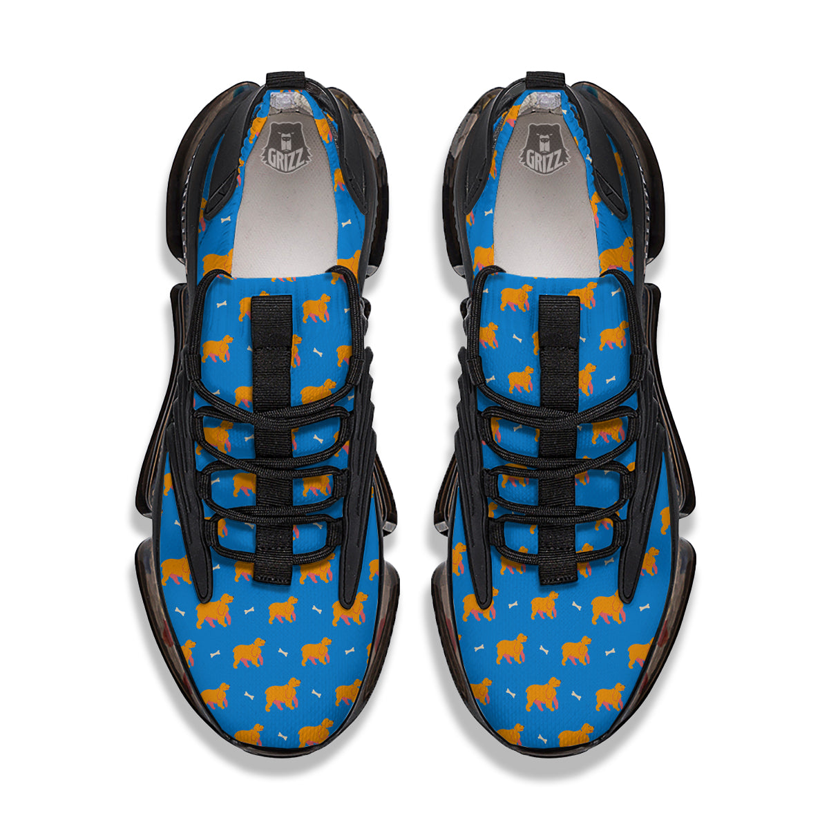 Blue Cocker spaniel Print Pattern Black Gym Shoes-grizzshop