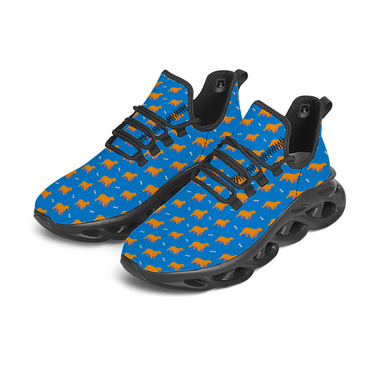 Blue Cocker spaniel Print Pattern Black Running Shoes-grizzshop