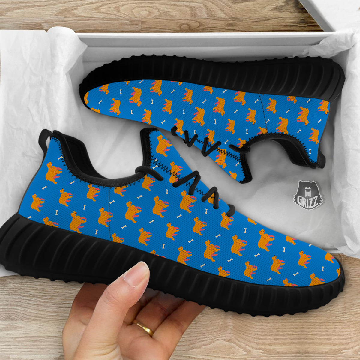 Blue Cocker spaniel Print Pattern Black Walking Shoes-grizzshop
