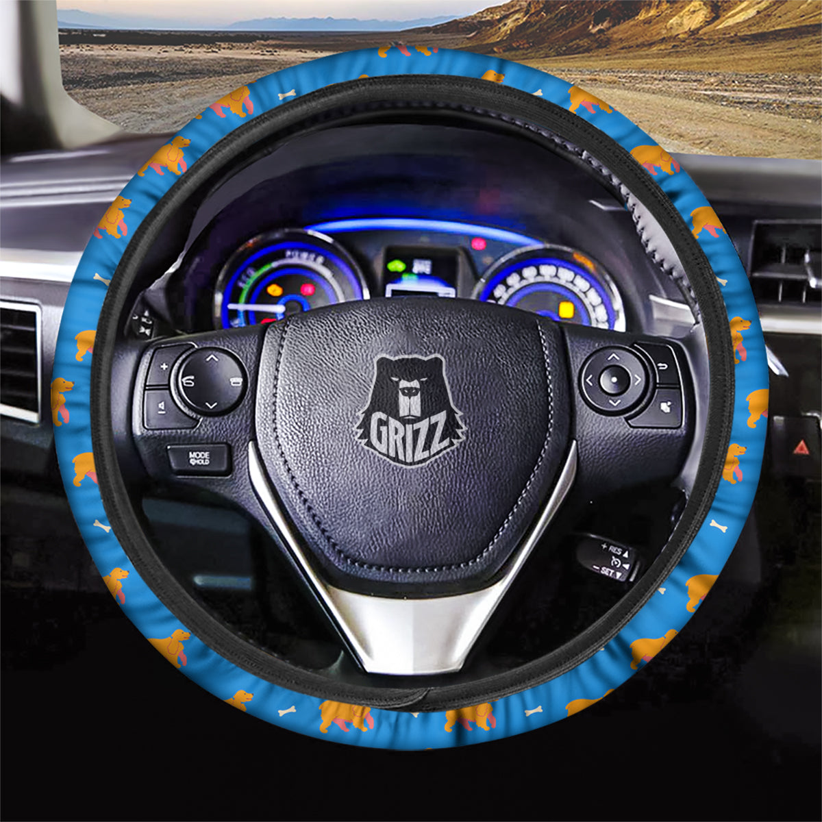 Blue Cocker spaniel Print Pattern Car Steering Wheel Cover-grizzshop