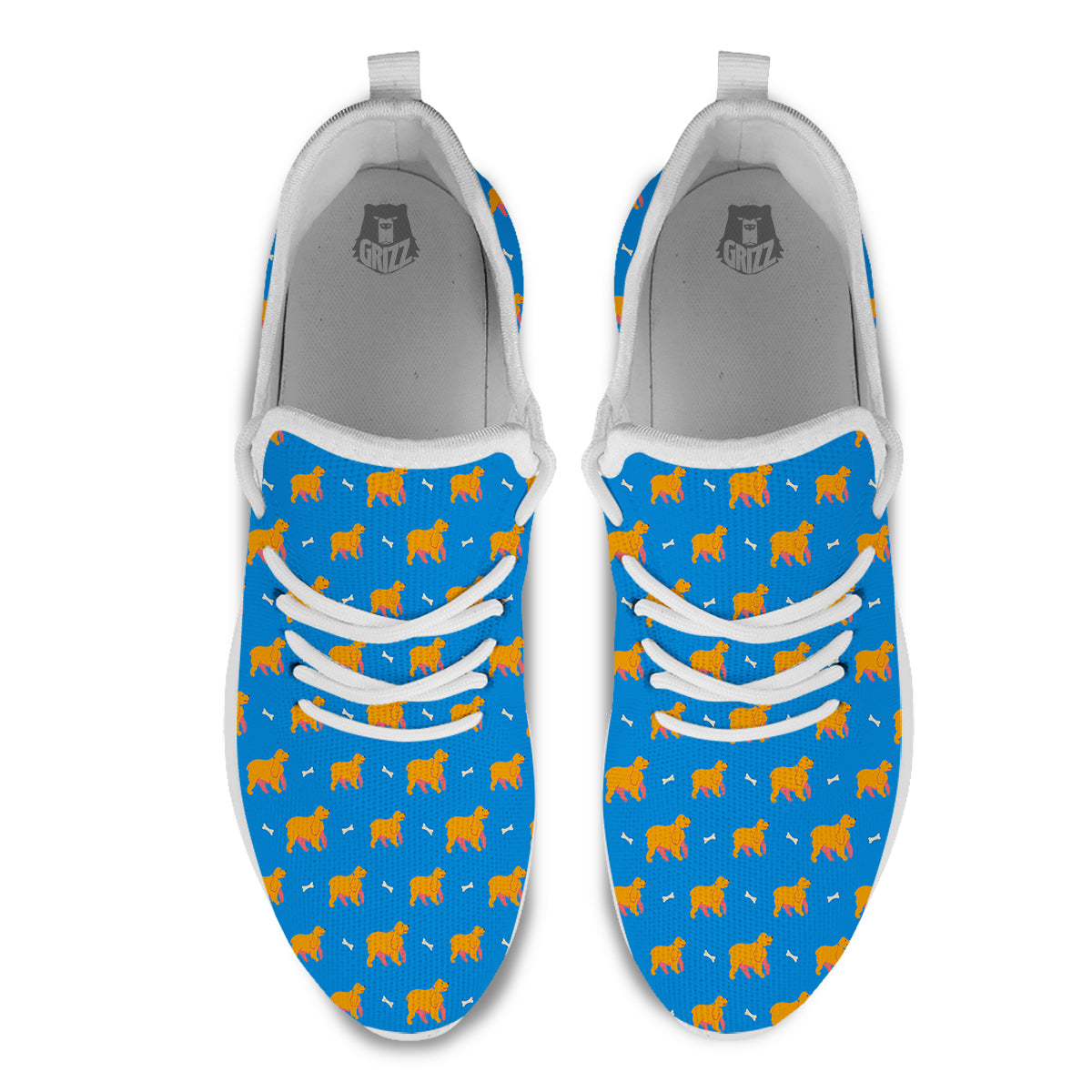 Blue Cocker spaniel Print Pattern White Athletic Shoes-grizzshop