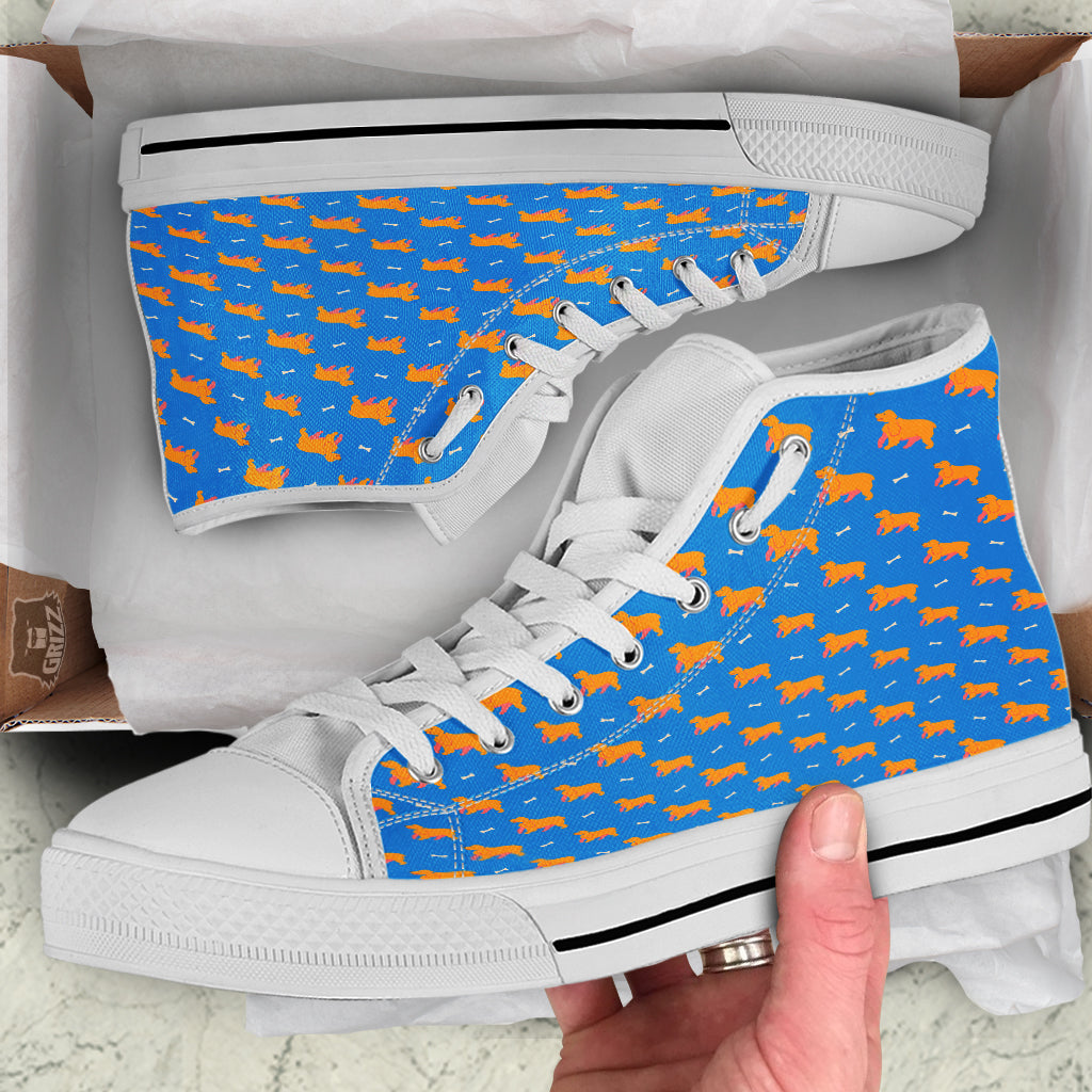 Blue Cocker spaniel Print Pattern White High Top Shoes-grizzshop