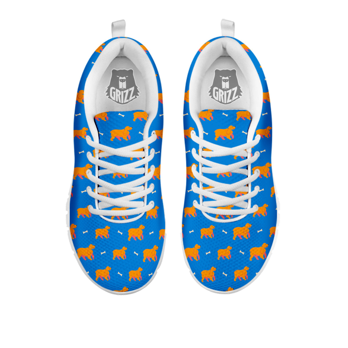 Blue Cocker spaniel Print Pattern White Sneaker-grizzshop