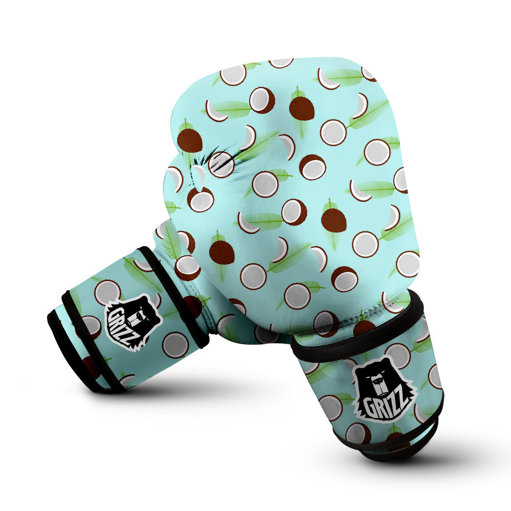 Blue Coconut Print Pattern Boxing Gloves-grizzshop