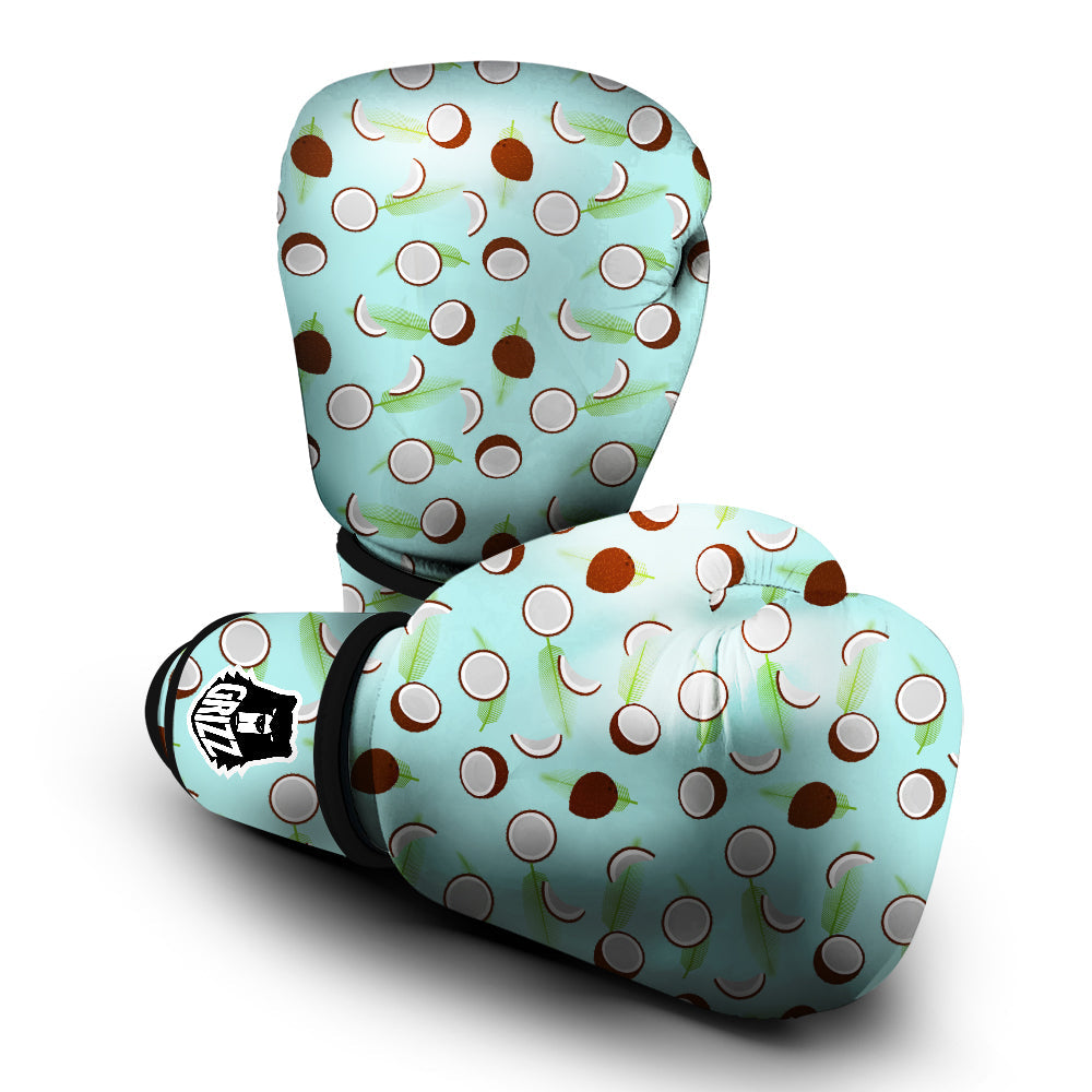 Blue Coconut Print Pattern Boxing Gloves-grizzshop